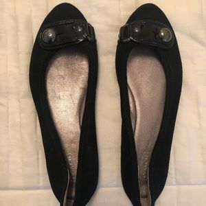 Coach Suede Flats w/ Round Stud Buckle Detail